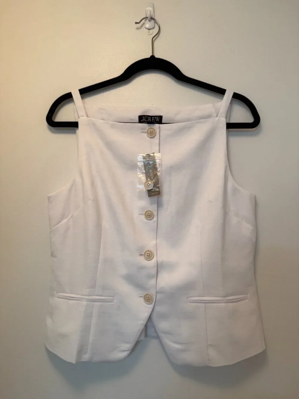 J.Crew Gramercy Linen Cutaway Tank | Button Up Vest | White | NWT | Size 10